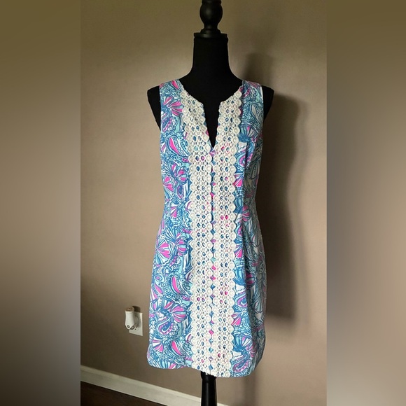 Lilly Pulitzer dress Target 20th anniversary collab My Fans blue mini Shift EUC - Picture 6 of 15